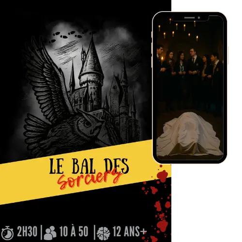 Kit Murder Party Le Bal des Sorciers – jeu d’enquête 10 à 50 joueurs dès 12 ans, durée 2h30