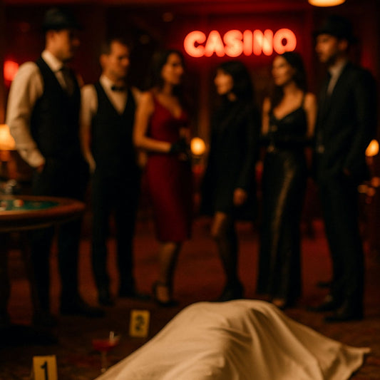Photo soirée murder party au casino, la victime est sur le sol 
